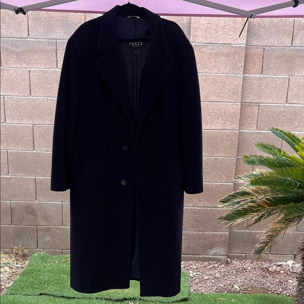 GUCCI Midnight Blue Wool Overcoat Trench
